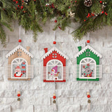3Pcs Christmas Wooden House Pendant Christmas Tree Hanging Decor