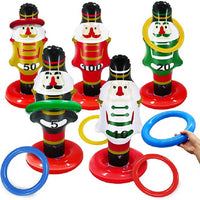 Christmas Inflatable Nutcracker with 4 Rings Throwing Toy