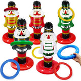 Christmas Inflatable Nutcracker with 4 Rings Throwing Toy