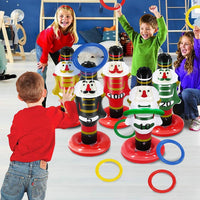 Christmas Inflatable Nutcracker with 4 Rings Throwing Toy
