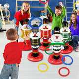Christmas Inflatable Nutcracker with 4 Rings Throwing Toy