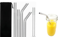 11-Piece Stainless Steel Reusable Straight & Bent Straws Set