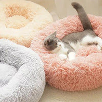Pet Dog Cat Calming Bed Warm Soft Plush Round Nest Comfy Sleeping Kennel Cave
