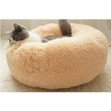 Pet Dog Cat Calming Bed Warm Soft Plush Round Nest Comfy Sleeping Kennel Cave