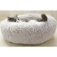 Pet Dog Cat Calming Bed Warm Soft Plush Round Nest Comfy Sleeping Kennel Cave
