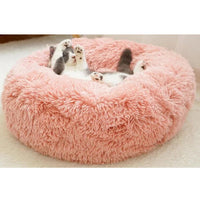 Pet Dog Cat Calming Bed Warm Soft Plush Round Nest Comfy Sleeping Kennel Cave