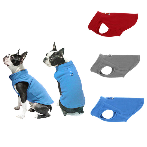 Fleece Dog Vest with Leash Ring Pullover Pet Fleece Jacket