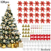120pcs Glitter Artificial Christmas Tree Decoration Flowers