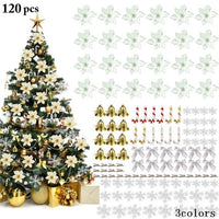 120pcs Glitter Artificial Christmas Tree Decoration Flowers