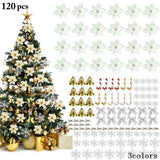 120pcs Glitter Artificial Christmas Tree Decoration Flowers