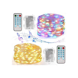 5M/10M Music Control LED String Lights with Remote Controller Battery Powered String Light Home Decoration Light