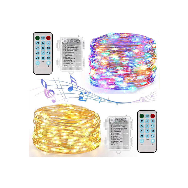 5M/10M Music Control LED String Lights with Remote Controller Battery Powered String Light Home Decoration Light