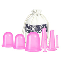 Cupping Therapy Set Silicone Anti Cellulite Massage Cup Manual Suction Cup Massage Jars Body Vacuum Cans with Storage Bag Pink