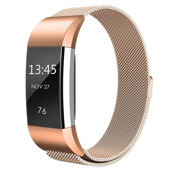 Milanese Loop Replacement Band for Fitbit Charge 2 Stainless Steel Magnetic Wristband Replacement Bracelets Milanese Bands for Fitbit Charge 2 Rose Gold
