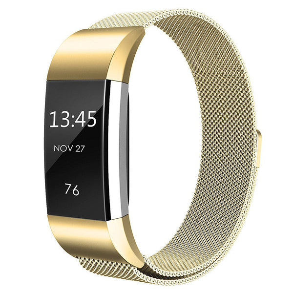 Milanese Loop Replacement Band for Fitbit Charge 2 Stainless Steel Magnetic Wristband Replacement Bracelets Milanese Bands for Fitbit Charge 2 Gold