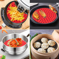 2pcs Air Fryer Liners Reusable Baking Pads Air Fryer Mats Steaming Basket Mats Non-Stick Liners for Air Fryers