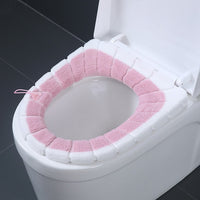 Warm Toilet Seat Cover Pad Winter Thick Toilet Seat Covers Stretchable Closestool Mat Bathroom Accessories Pink