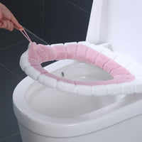 Warm Toilet Seat Cover Pad Winter Thick Toilet Seat Covers Stretchable Closestool Mat Bathroom Accessories Pink