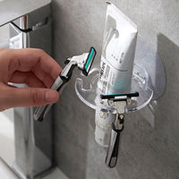 2pcs Toothbrush Holder Shaver Storage Rack Strong Suction Bathroom Organizer