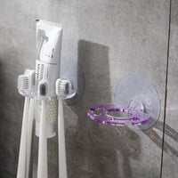 2pcs Toothbrush Holder Shaver Storage Rack Strong Suction Bathroom Organizer