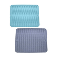 2pcs Silicone Dish Drying Mat Heat Resistant Placemat Drain Pad