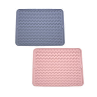 2pcs Silicone Dish Drying Mat Heat Resistant Placemat Drain Pad