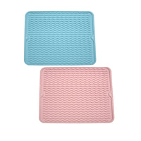 2pcs Silicone Dish Drying Mat Heat Resistant Placemat Drain Pad