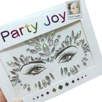 2 Pcs Adhesive Face Gems Rhinestone Jewels Party Festival Stickers