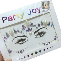 2 Pcs Adhesive Face Gems Rhinestone Jewels Party Festival Stickers