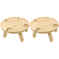 Portable Wooden Folding Round Picnic Table Outdoor Mini Wine Rack