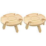 Portable Wooden Folding Round Picnic Table Outdoor Mini Wine Rack