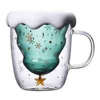 Christmas Tree Mug Double-layer Glasses Wishing Cup with Lid