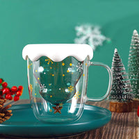 Christmas Tree Mug Double-layer Glasses Wishing Cup with Lid