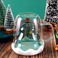 Christmas Tree Mug Double-layer Glasses Wishing Cup with Lid