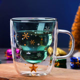 Christmas Tree Mug Double-layer Glasses Wishing Cup with Lid