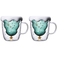 Christmas Tree Mug Double-layer Glasses Wishing Cup with Lid
