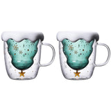 Christmas Tree Mug Double-layer Glasses Wishing Cup with Lid