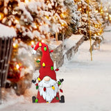 Merry Christmas Metal Gnome Sign Stake Outdoor Lawn Yard Decoration