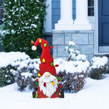 Merry Christmas Metal Gnome Sign Stake Outdoor Lawn Yard Decoration