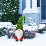 Merry Christmas Metal Gnome Sign Stake Outdoor Lawn Yard Decoration