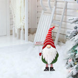 Merry Christmas Metal Gnome Sign Stake Outdoor Lawn Yard Decoration