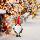 Merry Christmas Metal Gnome Sign Stake Outdoor Lawn Yard Decoration