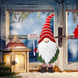 Merry Christmas Metal Gnome Sign Stake Outdoor Lawn Yard Decoration