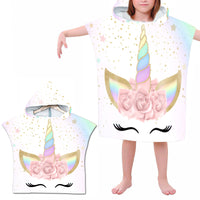Kids Hooded Beach Towel Poncho Bathrobe Towel Wrap