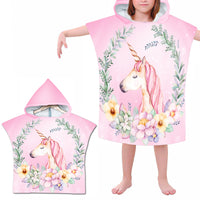 Kids Hooded Beach Towel Poncho Bathrobe Towel Wrap