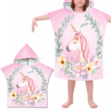 Kids Hooded Beach Towel Poncho Bathrobe Towel Wrap