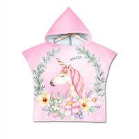Kids Hooded Beach Towel Poncho Bathrobe Towel Wrap