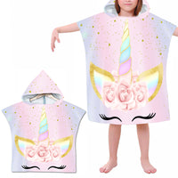 Kids Hooded Beach Towel Poncho Bathrobe Towel Wrap