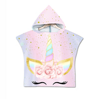Kids Hooded Beach Towel Poncho Bathrobe Towel Wrap