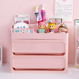 3 Layer Drawers Cosmetic Makeup Organiser Box - Pink